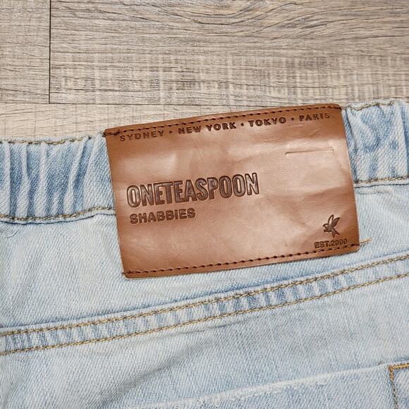 One Teaspoon Shabbies Size Medium Distressed Light Wash Slouchy Baggy Jeans - Picture 5 of 10